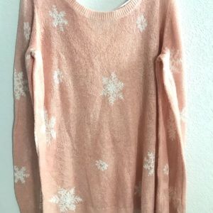 Lauren Conrad light sweater pink snowflake top